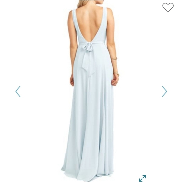 Show Me Your Mumu Gown Jenn Tie Chiffon V Neck Blue Size Large NWT - Picture 2 of 12